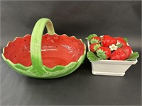Sonoma Watermelon Basket, Ceramic Strawberry Decor