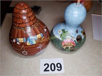 2 DECORATED GOURDS