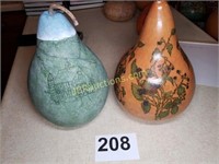 2 DECORATED GOURDS