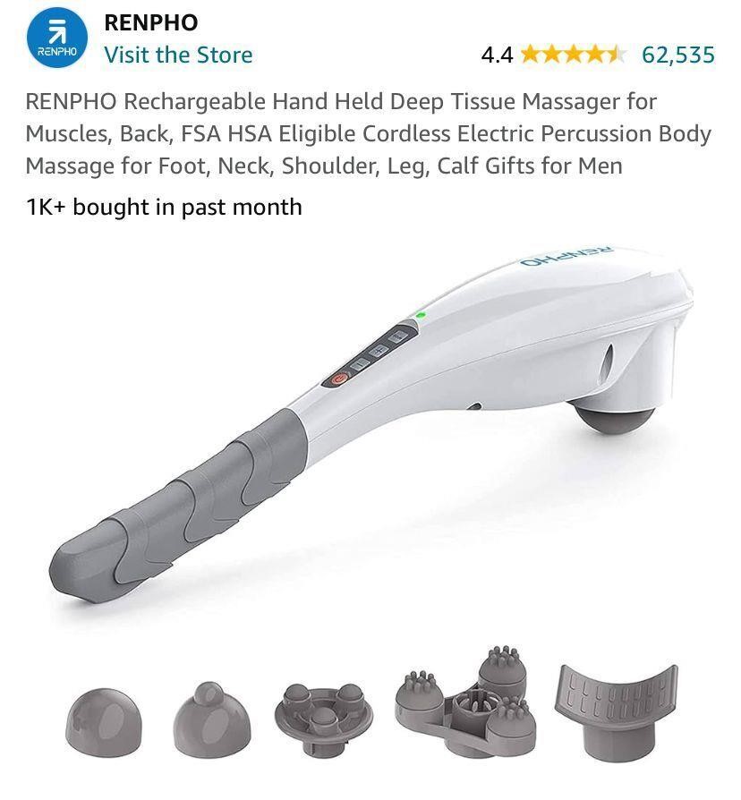 RENPHO Rechargeable Hand Held Deep Tissue Massa