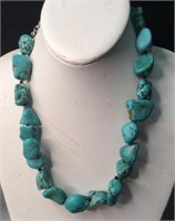 Chunky Blue Turquoise Necklace 18"Length