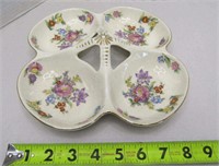 Vintage Flowered 4 Comp. Relish Dish