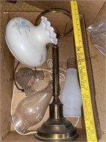 Box of assorted lamp, chimneys and more