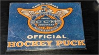 CCM Official Hockey Puck Tin Sign 12x8"