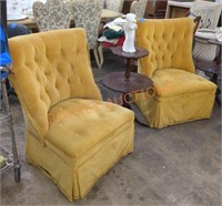 Vintage  skirted velvet accent chairs