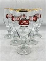 Set of 6 new Stella Artois glasses, 8 1/4" h.