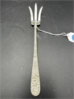 STERLING KIRK REPOUSSE SPLAYED RELISH FORK