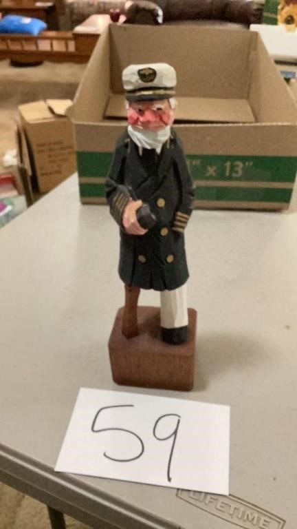 Vintage hand carved wood folk art Sea captain,