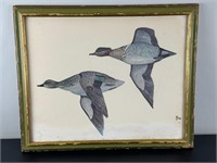 Vintage Framed Print - Greenwing Teal