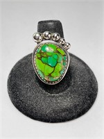 Sterling Apple Turquoise Ring 9 Grams Size 8.75