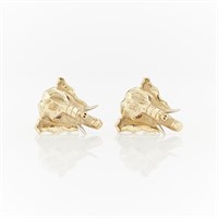 Pair of 14k Elephant Cuff Links