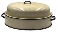 Vintage Cream Color enamel Granitewear Roaster Pan