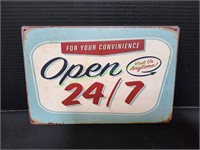 11.5"x8" Open 24/7 For Your Convenience Metal