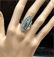 925 Sterling Silver Abalone Shell Ring