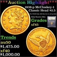 ***Auction Highlight*** 1838-p McCloskey-1 Gold Cl