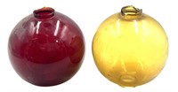 (2) Vintage Glass Lightning Rod Balls (Red/Yellow)