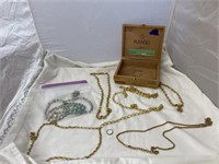 2 Wood Cigar Boxes of Costume Jewelry