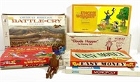 (8) Assorted Vintage Board Games & Wood Dancer