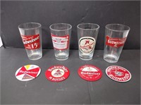 Budweiser Glasses and Coasters