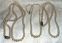 (3) 1950-60's Faux Pearl Single Strand Necklaces