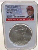 2020 TRUMP SILVER EAGLE EARLY RELEASE NGC MS70