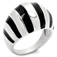 High Polished Jet Epoxy Striped Ring