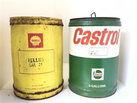 2 x 5 Gallon  Drums (Castrol & Shell)