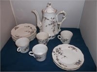 Vintage China Tea Pot, Cups & Saucers