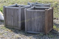 3 WOODEN PLANTERS