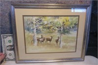 15x12 Framed Deer Wildlife PIcture Artwork