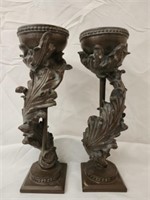 Pair of Tall Ceramic Like Candle Holders