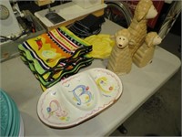COLLECTION OF COLORFUL DISHES, BABY DISH