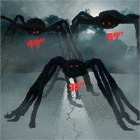 3 PACK Halloween Fake Giant Hairy Scary Spiders