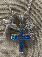 Sterling Silver Necklace w/ (3) Cross Pendants