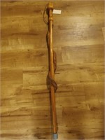 48" hand carved wooden cane with snake