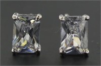 Radiant Cut 2.00 ct White Topaz Solitaire Earrings