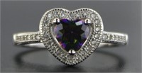 Beautiful Mystic Topaz Heart Solitaire Ring