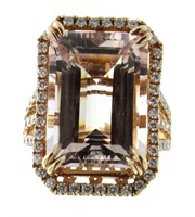 14kt Gold 15.95 ct Step Morganite & Diamond Ring