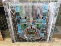 LARGE UNFRAMED STAINED GLASS WINDOW  46"T X 45"W