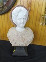 MARBLE BUST OF YOUNG GIRL 17.5"T