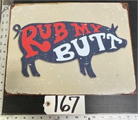 Metal Rub my Butt Pig Sign