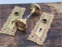 Antique Brass Door Plates & Knob Set