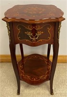 BEAUTIFUL ORNATE ONE DRAWER END TABLE W INLAY