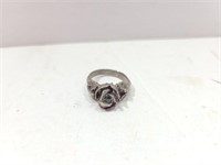 Rose Shaped Black Stone Ring