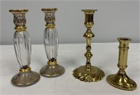Two Baldwin Candle Sticks and Pair Gold Trimmed