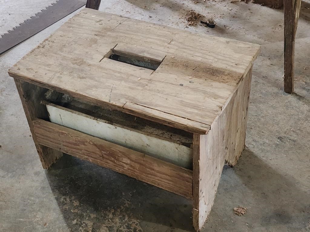 Primitive Wooden Stool with Tray