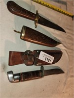 2 Vintage Hubting Knives w/ Sheaths