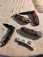 5 Vintage Knives, Hubting, USMC , USA, Jeep &
