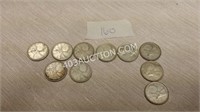 25¢ Canadian Silver Quarters 10 Pieces