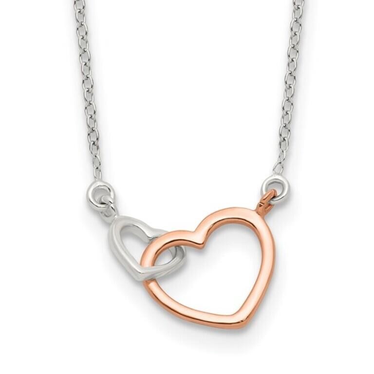 Sterling Silver and Rose-tone Heart Necklace